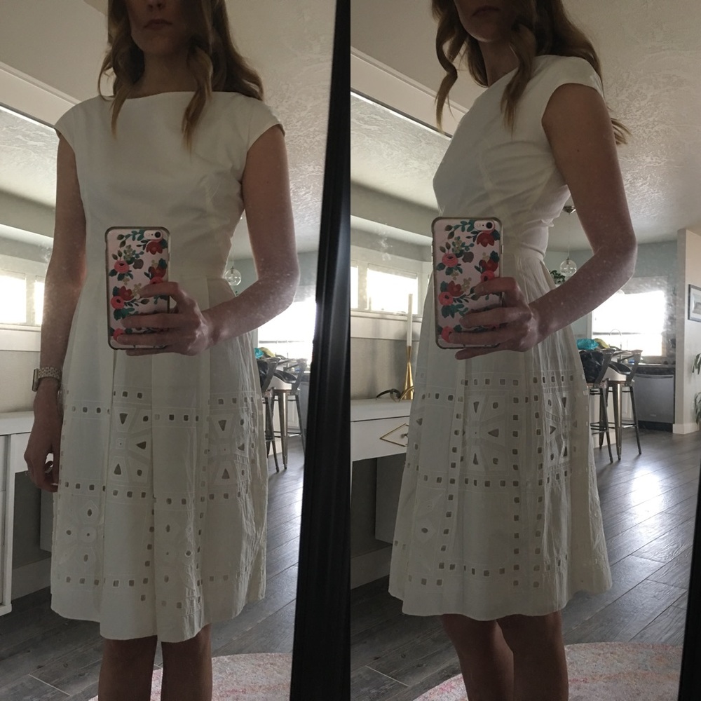 SOLD Lela Rose Cotton Ivory Fit and Flare